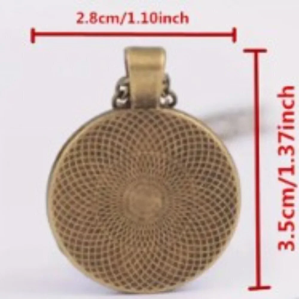 Unisex Longan Cabochon Glass Cats Eye Bronze Chain Pendant Necklace